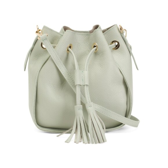 CHEVAL VERDE Made In Italy Leather Tassel Strings Bucket Hobo - Picture 1 of 2